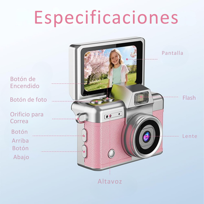 Lumiete Cámara Retro Mini Pantalla Abatible